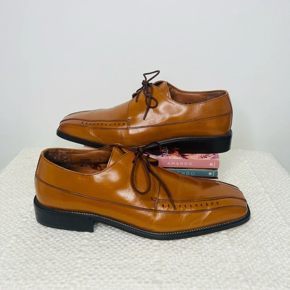 Fratelli Footware Mens Leather Khaki Square Dress‎ Shoes Size 10